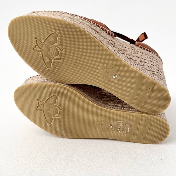 GUCCI | Marmont GG Cognac Leather Platform
Espadrille Wedge Sandal US 10 EU 40 - Picture 12 of 12